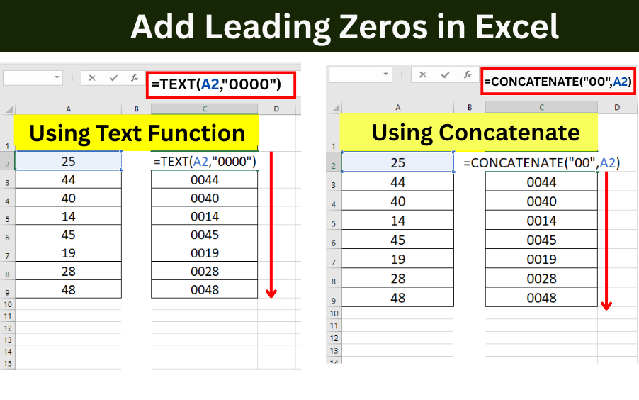 Add Leading Zeros in Excel Sheet