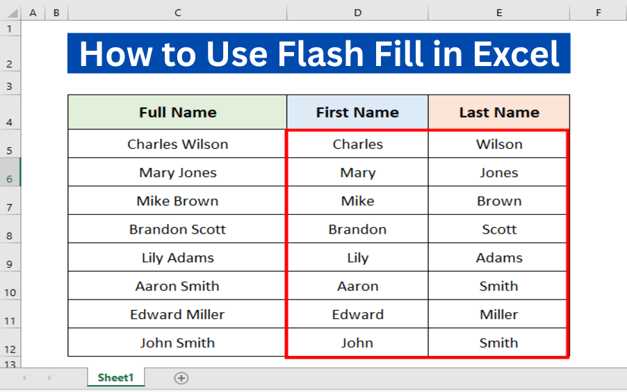 Excel For Corporate Flash Fill in Excel